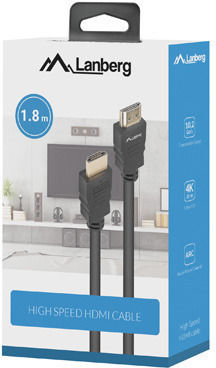 Lanberg HDMI 2.0 Premium High Speed 4K 60Hz HDR Cable HDMI Male - HDMI Male 1.8m Black