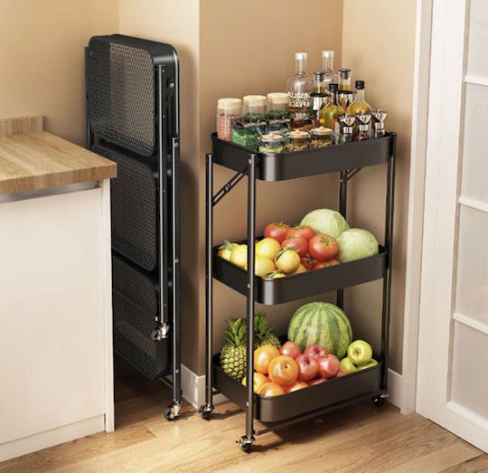 ForHome Метален Кухненски Стелаж С 3 Места Черен 45x29.5x77см