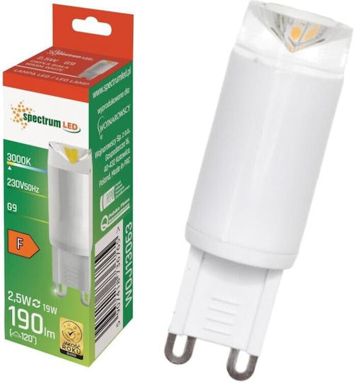 Spectrum Λάμπα LED 3W για Ντουί G9 Θερμό Λευκό 200lm