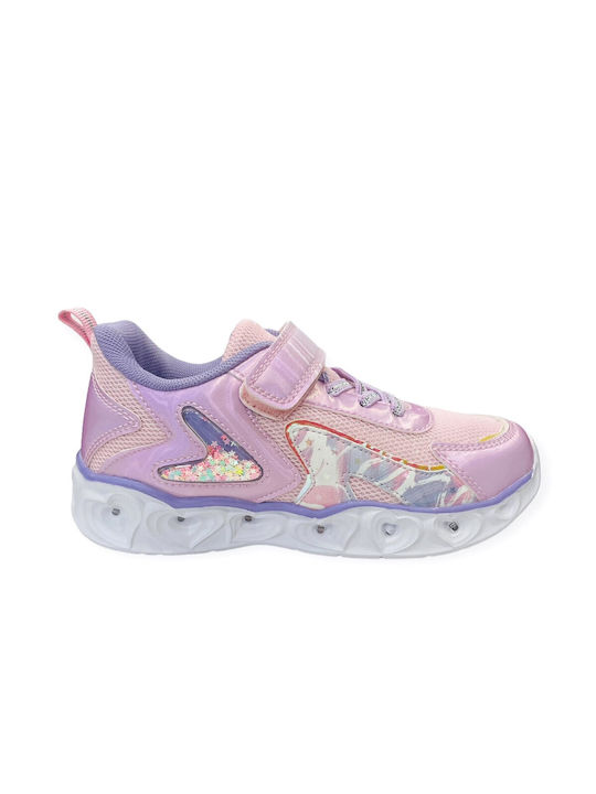 Giardino D'Oro Kids Sneakers with Scratch & Lights Pink