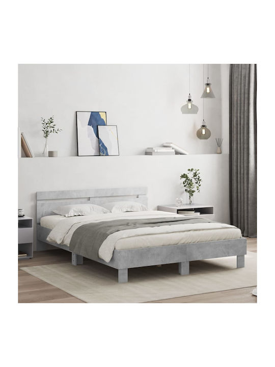 Bett Doppelbett Holz Grey Concrete mit Latten für Matratze 140x190cm