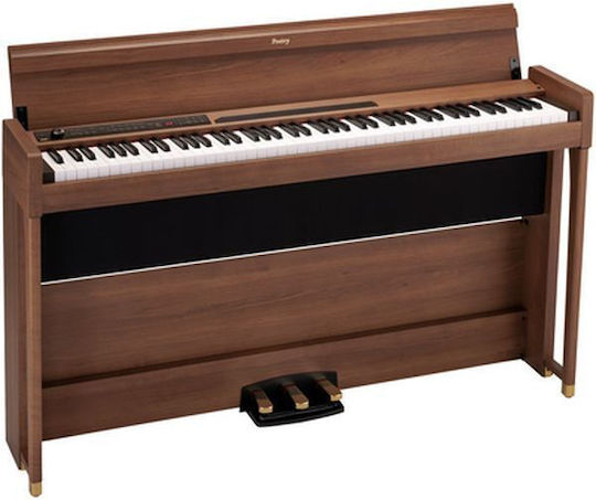 Korg Electric Upright Piano Poetry with 88 Weighted Keys and Built-in Speakers Brown