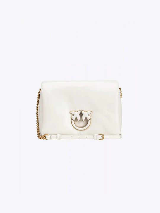 Pinko Love Click Puff Classic Din piele Geantă de damă Crossbody Albă