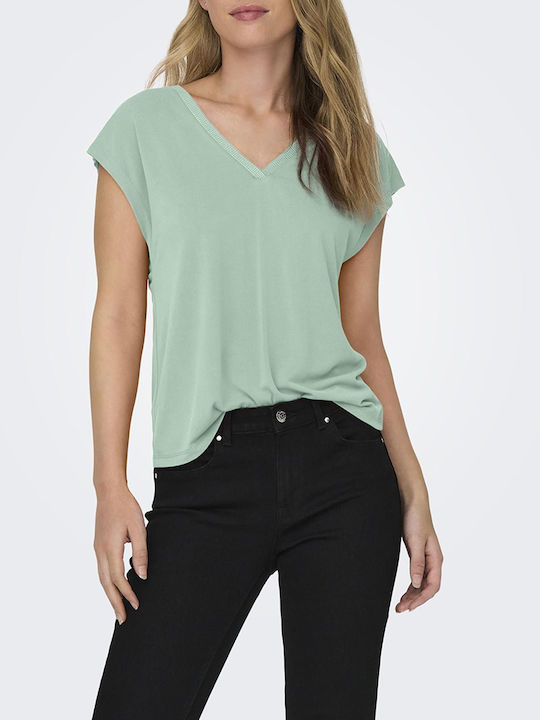 Only Life Women's Blouse Short Sleeve Subtle Green Lightgreen