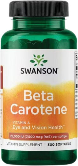 Swanson Beta Carotene Vitamin A Vitamin für die Haare, die Haut & Antioxidative Wirkung 25000iu 300 Softgels