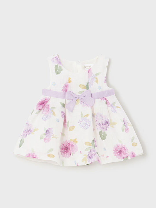 Children's Dress Sleeveless Linen Floral ecru