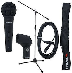 Proel Dinamic Microfon XLR PSE3 Mână Vocal Pachet microfon cu stativ, cablu și geantă de transport