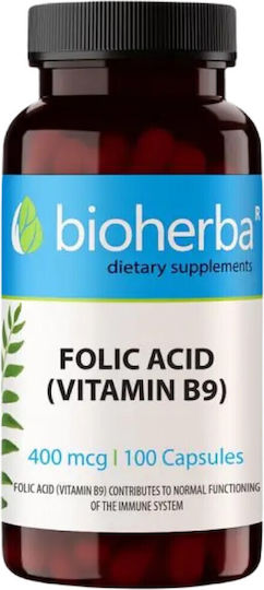 Bioherba Folic Acid Витамин за здравето на Нервната система 400mcg 100 капси