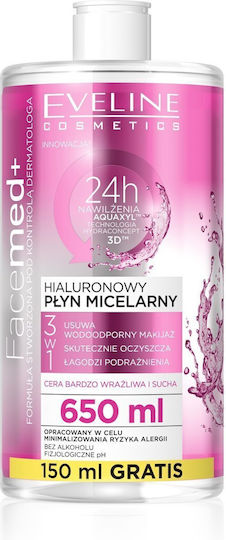 Eveline Facemed+ Hyaluronic Micellar Water Αφαίρεσης Μακιγιάζ Προσώπου 650ml