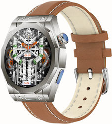 Microwear T83 Max Smartwatch με Παλμογράφο (Καφέ)