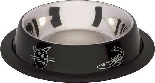 Barry King Stainless Steel Bowl Food for Dog & Cat with Base 250ml 16.5cm in Black Color