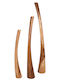 Freebox Set of Candle Holders Wooden in Brown Color 3pcs