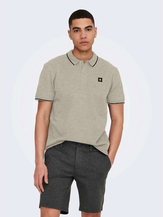 Only & Sons Bluza Bărbătească cu Mânecă Scurtă Polo GRI