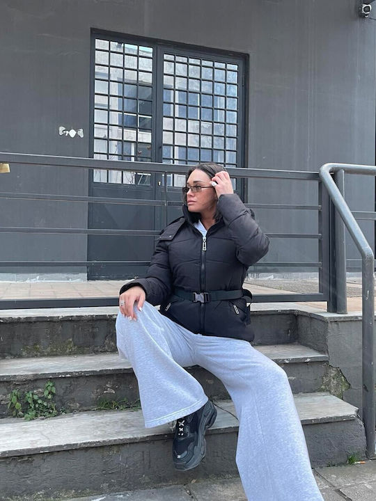 Women's Short Puffer Jacket for Winter Black