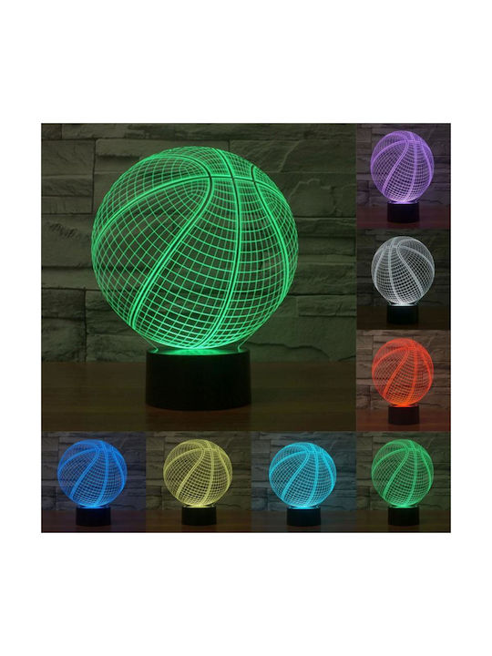 Basketball Διακοσμητικό Φωτιστικό 3D Illusion LED Μπαταρίας σε Κόκκινο Χρώμα