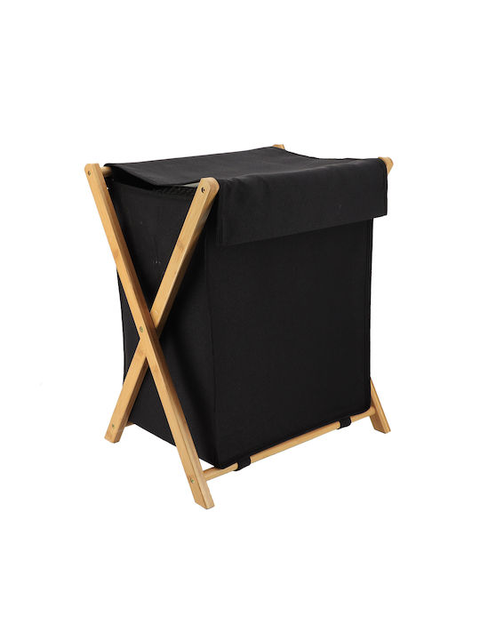 Aria Trade Laundry Basket Wooden Folding with Cap 35x46x35cm Black