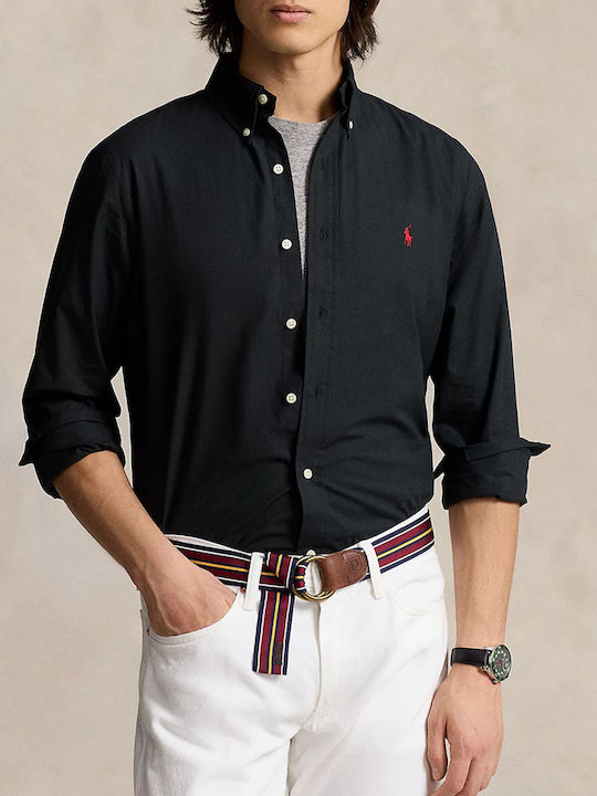 Ralph Lauren Shirt Мъжка Риза Дълги ръкави Памучна Черно