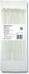 Qoltec Pack of 100pcs White Plastic Cable Ties 200x2.5mm 52195