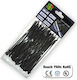 Bradas Plastic Cable Ties 250mm x 7.6mm in Black Colour (100 pcs)