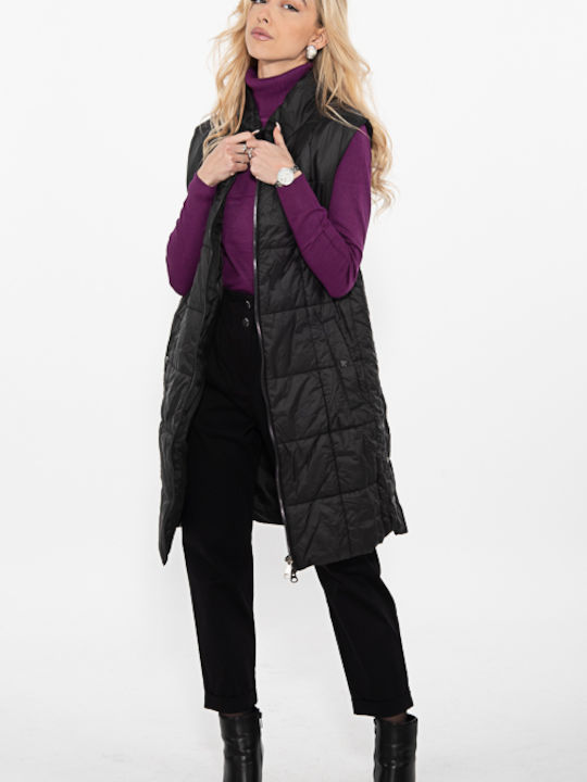 Navigazione Women's Long Puffer Jacket Waterproof for Winter BLACK