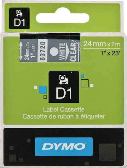 Dymo Dymo D1 Label Maker Tape 7m x 24mm in Transparent Colour Compatible with Dymo D1