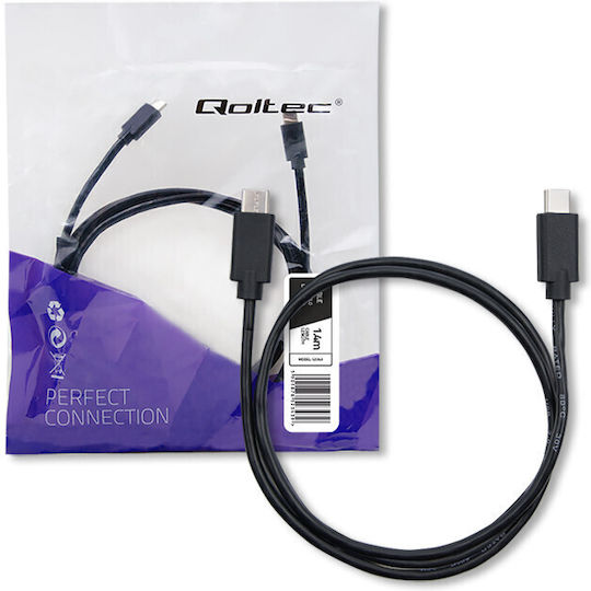 Qoltec USB 2.0 Kabel USB-C männlich - USB-C 5W Schwarz 1.4m (52343)