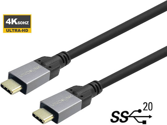 Vivolink USB 2.0 Kabel USB-C männlich - USB-C Schwarzes 0,5 m PROUSBCMM0.5