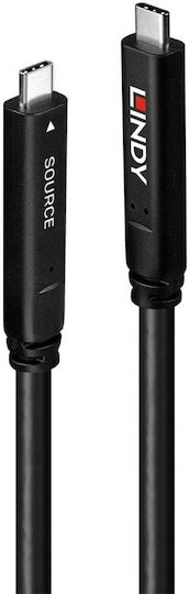 Lindy USB 3.2 Video Cable USB-C male - USB-C 60W PD Μαύρο 10m 43333