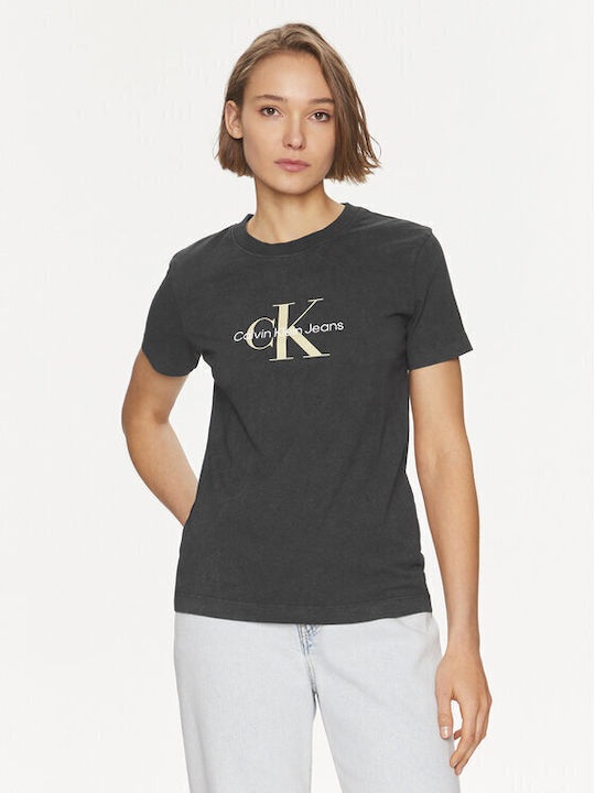 Calvin Klein Monologo Γυναικείο T-shirt Μαύρο
