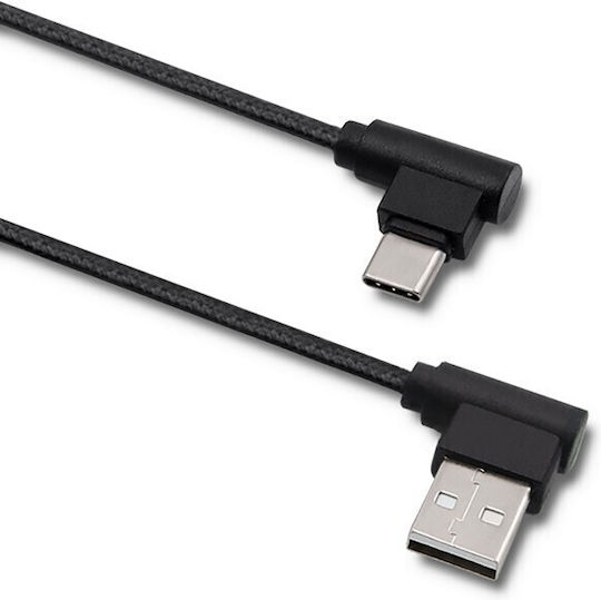 Qoltec Winkel (90°) USB 2.0 Kabel USB Typ-C männlich - USB-A Schwarz 1m 50495