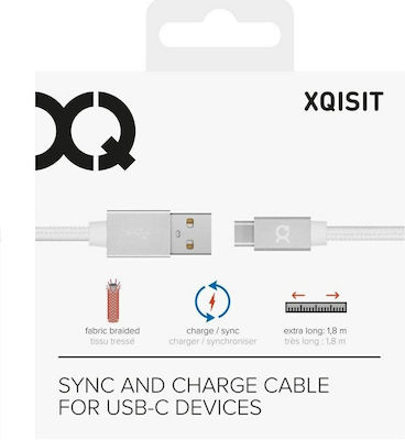 Xqisit USB 2.0 Cablu USB-C bărbătesc - USB-A de sex masculin Alb 1.8m (27748)