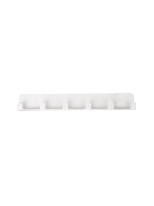 Tpster Wall Hanger Plastic 6 Hooks White 34x5cm