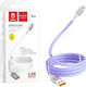 Denmen USB 2.0 Cable USB-C male - USB-A Μωβ 1m 29364
