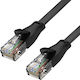 Unitek Flat U/UTP Cat.6 (Gigabit) Καλώδιο Δικτύου Ethernet 0.3m Μαύρο