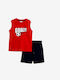 Kids' Set with Shorts Summer 2pcs Red Sleeveless