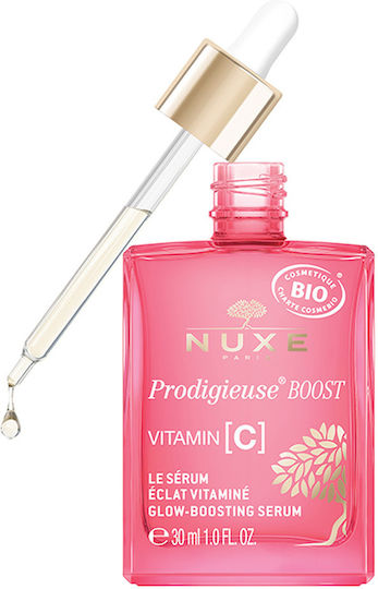 Nuxe Prodigieuse Boost Feuchtigkeitsspendendes & Anti-Aging Serum Booster für das Gesicht mit Vitamin C & Hyaluronsäure für Entgiftung & Aufhellung 30ml