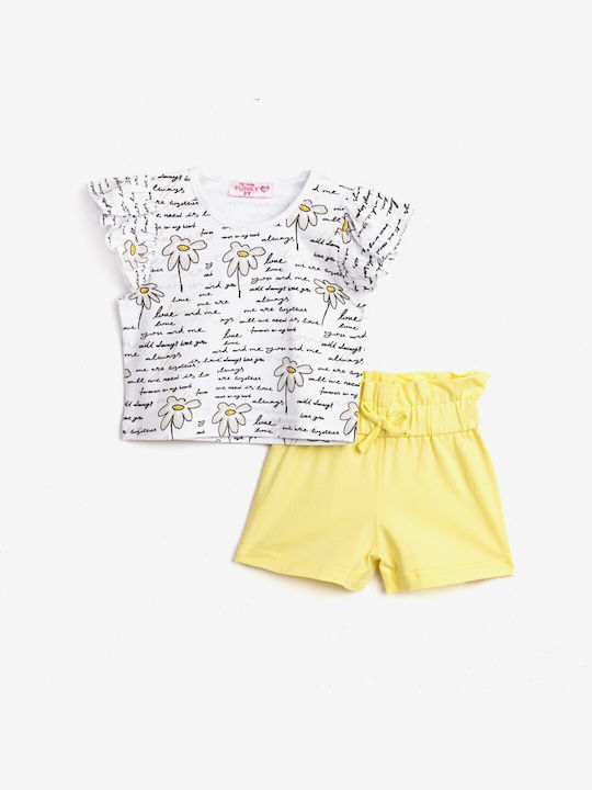 Funky Kids Set with Shorts Summer 2pcs White/light Yellow