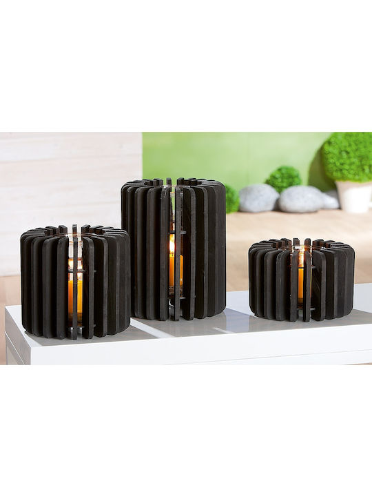 ArteLibre Candle Holder Wooden in Black Color 1pcs