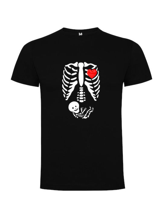 iLovePrints Love-skeleton Chic Tricou Negru Bumbac