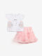 Funky Kids Set with Skirt Summer 2pcs White/Pink