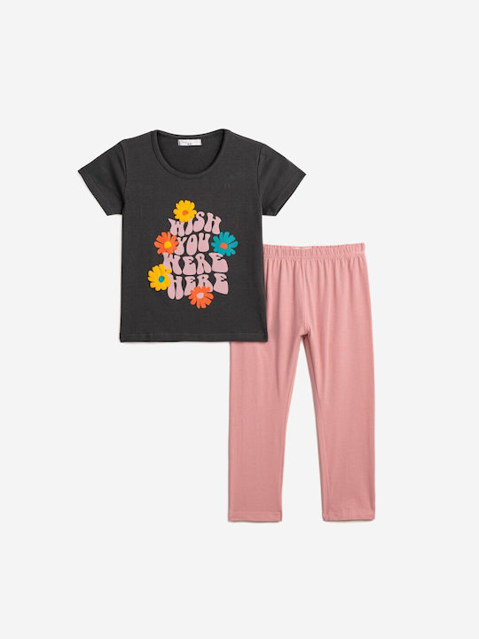 Funky Kids Set with Leggings Summer 2pcs Charcoal