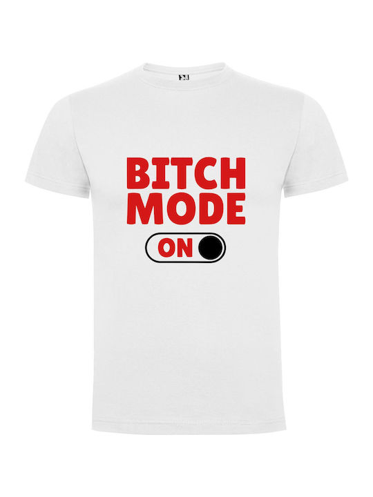 iLovePrints Bitch Mode Button-on T-shirt White Cotton