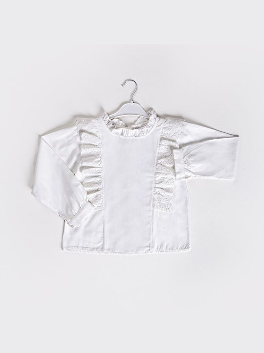 Maite Kids Blouse Long Sleeve White