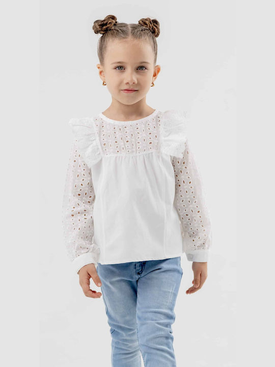 Maite Kids Blouse Long Sleeve White