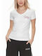 Guess Damen T-Shirt mit V-Ausschnitt Weiß