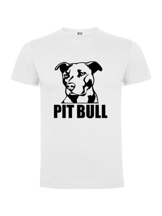 iLovePrints Monochromatic Pitbull Fusion T-shirt Weiß Baumwoll-