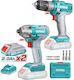 Total TOSLI230708 Set Mașină de găurit & Șurubelniță Brushless 20V cu 2 baterii 2Ah și husă