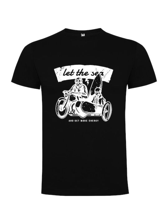 iLovePrints Ride The Wind Waves T-shirt Black Cotton