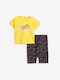 Funky Kids Set with Leggings Summer 2pcs Banana cream/blue