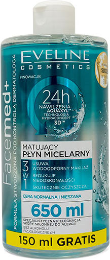Eveline Facemed+ Mattifying Micellar Water Αφαίρεσης Αδιάβροχου Μακιγιάζ Προσώπου 650ml